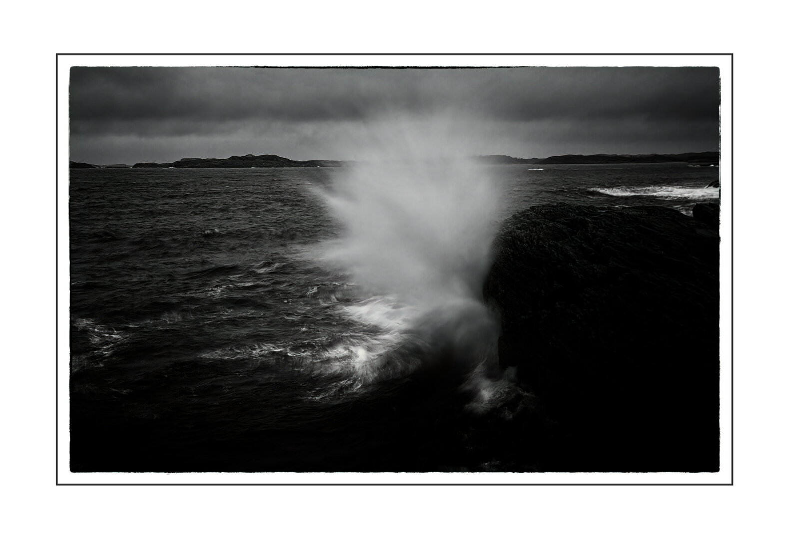 Dark mood splash. Dark and crazy ocean under the dark clouds.