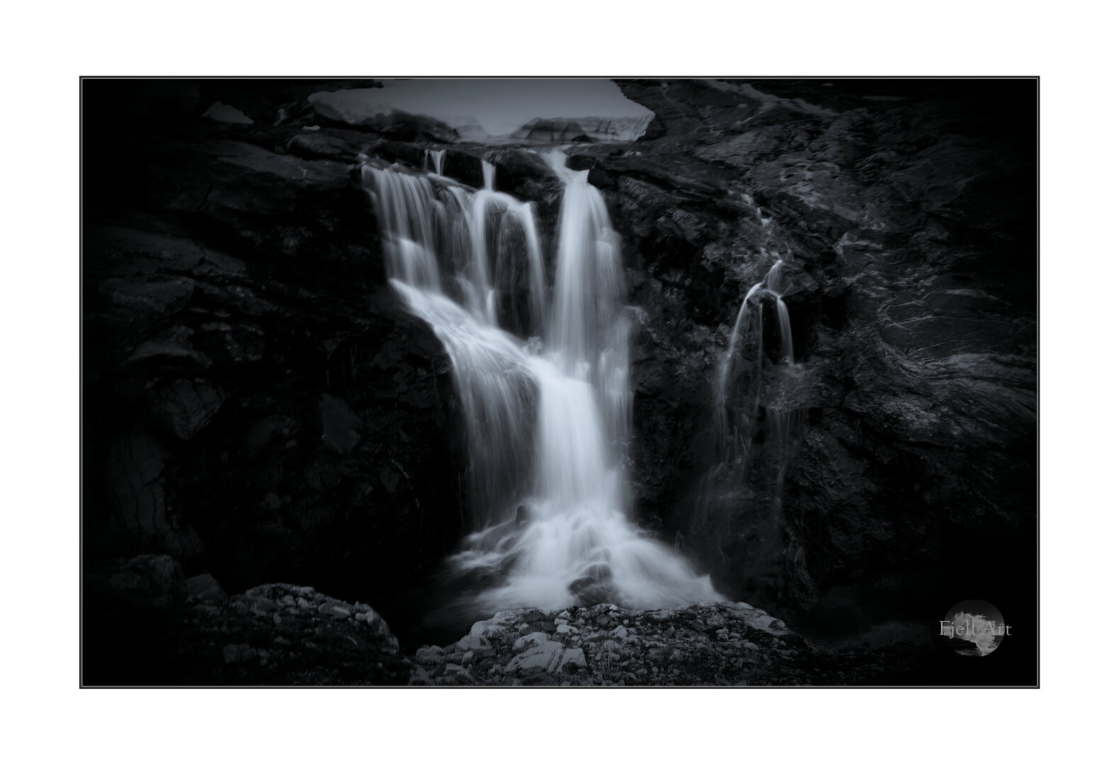 Low quality picture of some waterfall at night. Long exposure. Folgefonna, Norway.