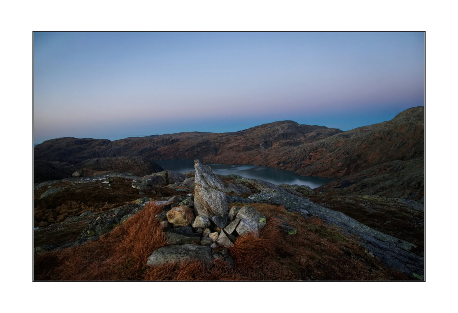 Moment before the sunrise, high in the mountains. Folgefonna National Park, Norway