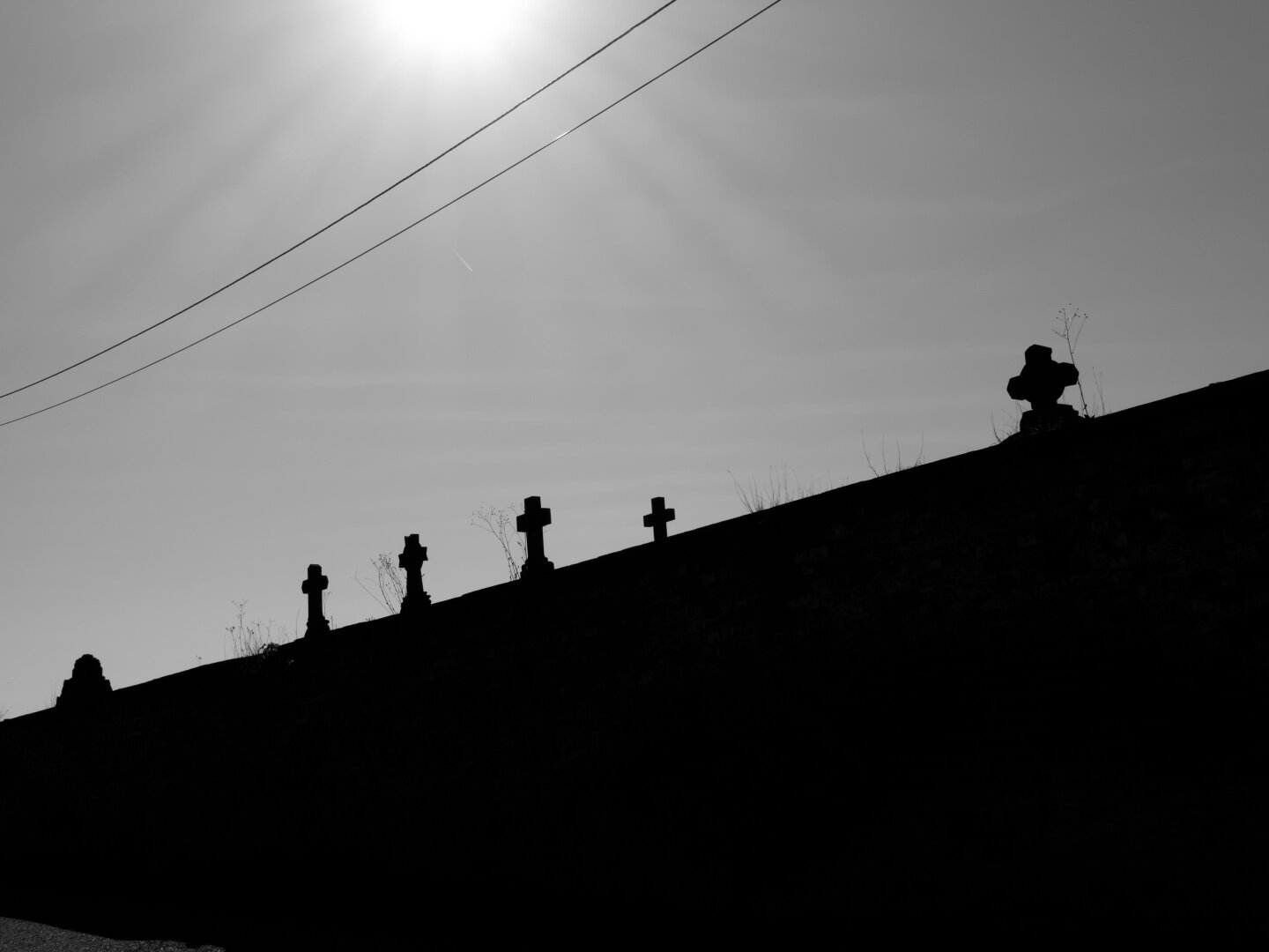 Cemetery wall in backlight