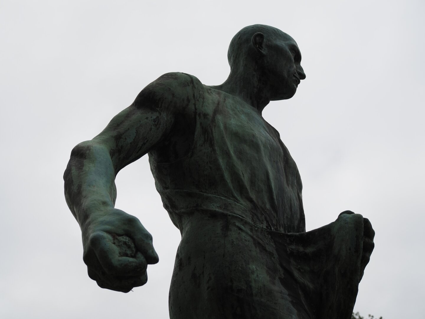 Bronze statue taken from a low angle