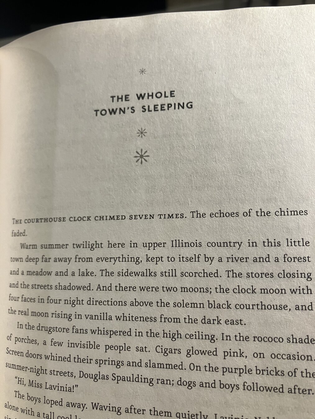 First page of the short story The Whole Town's Sleeping by Ray Bradbury.
