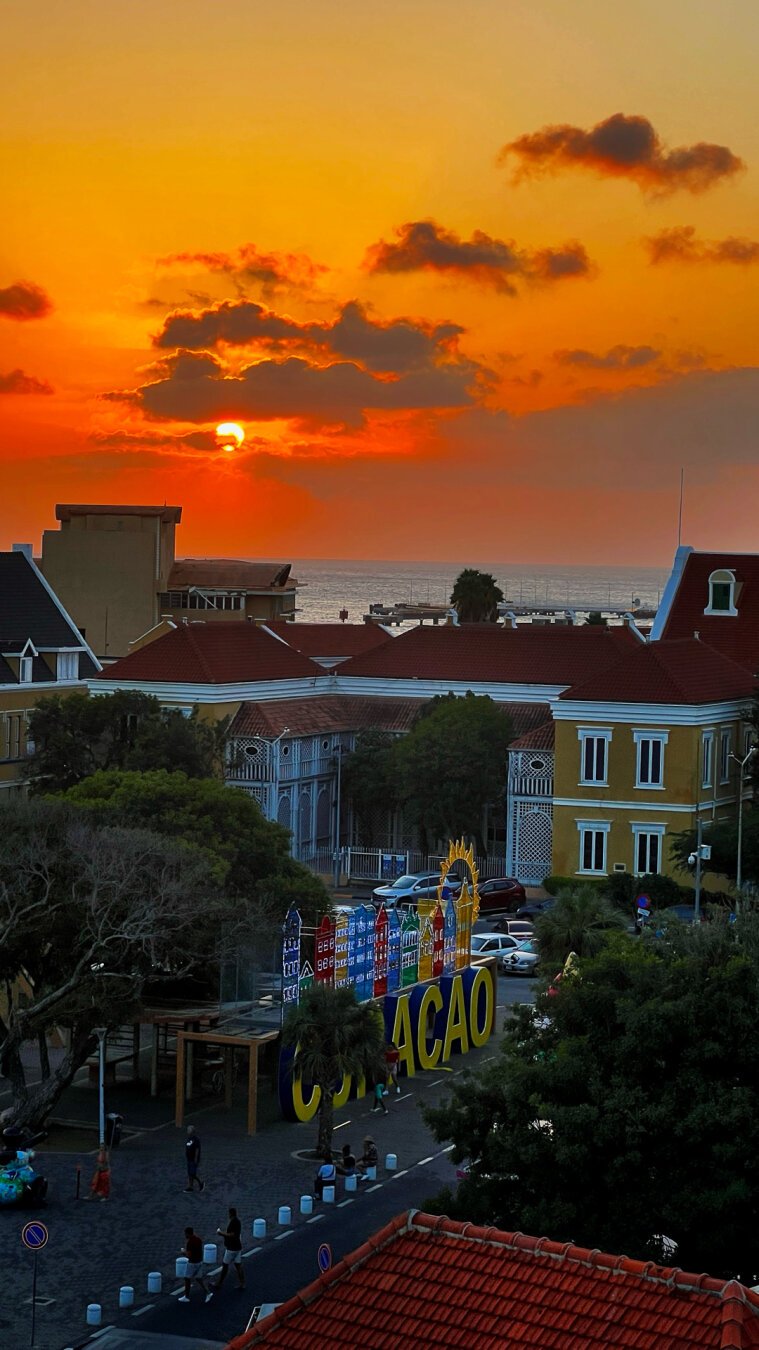 Sunset view from rooftop in Willemstad, Curaçao