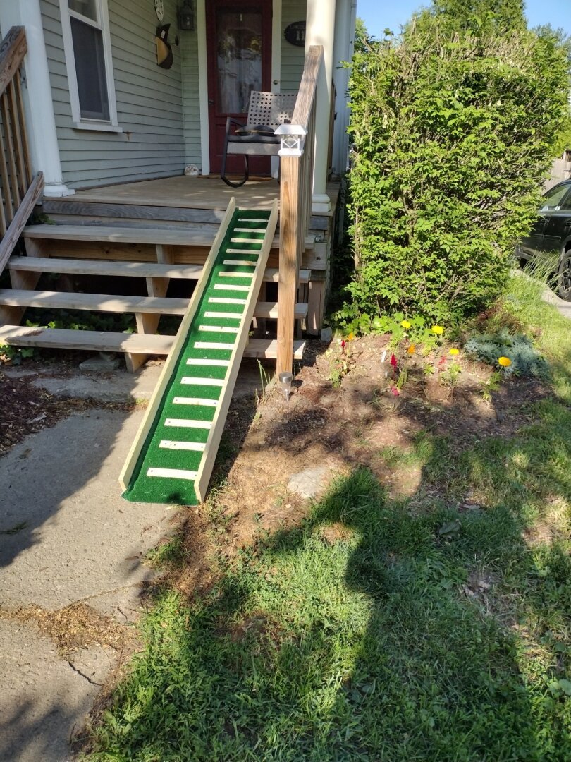 Dog ramp leading to front porch