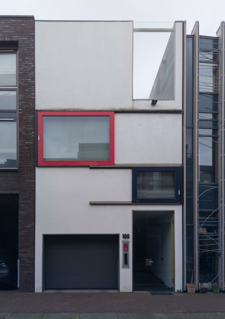 Residential building facade in the Borneo-Sporenburg housing district of Amsterdam