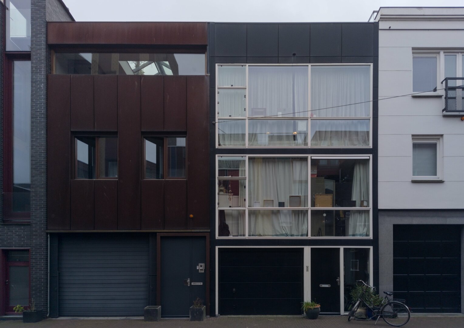 Residential building facade in the Borneo-Sporenburg housing district of Amsterdam