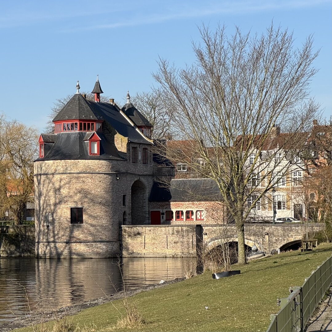 Ezelpoort medieval gate building in Brugge.