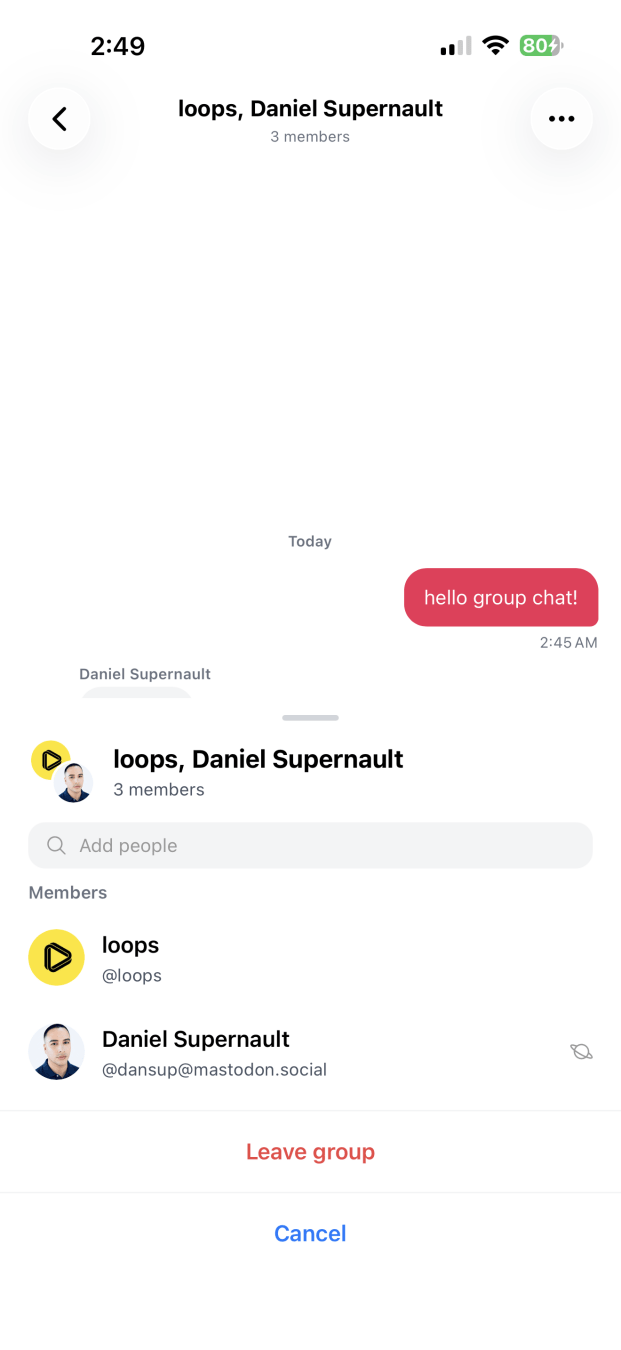 Loops Group Chats feature
