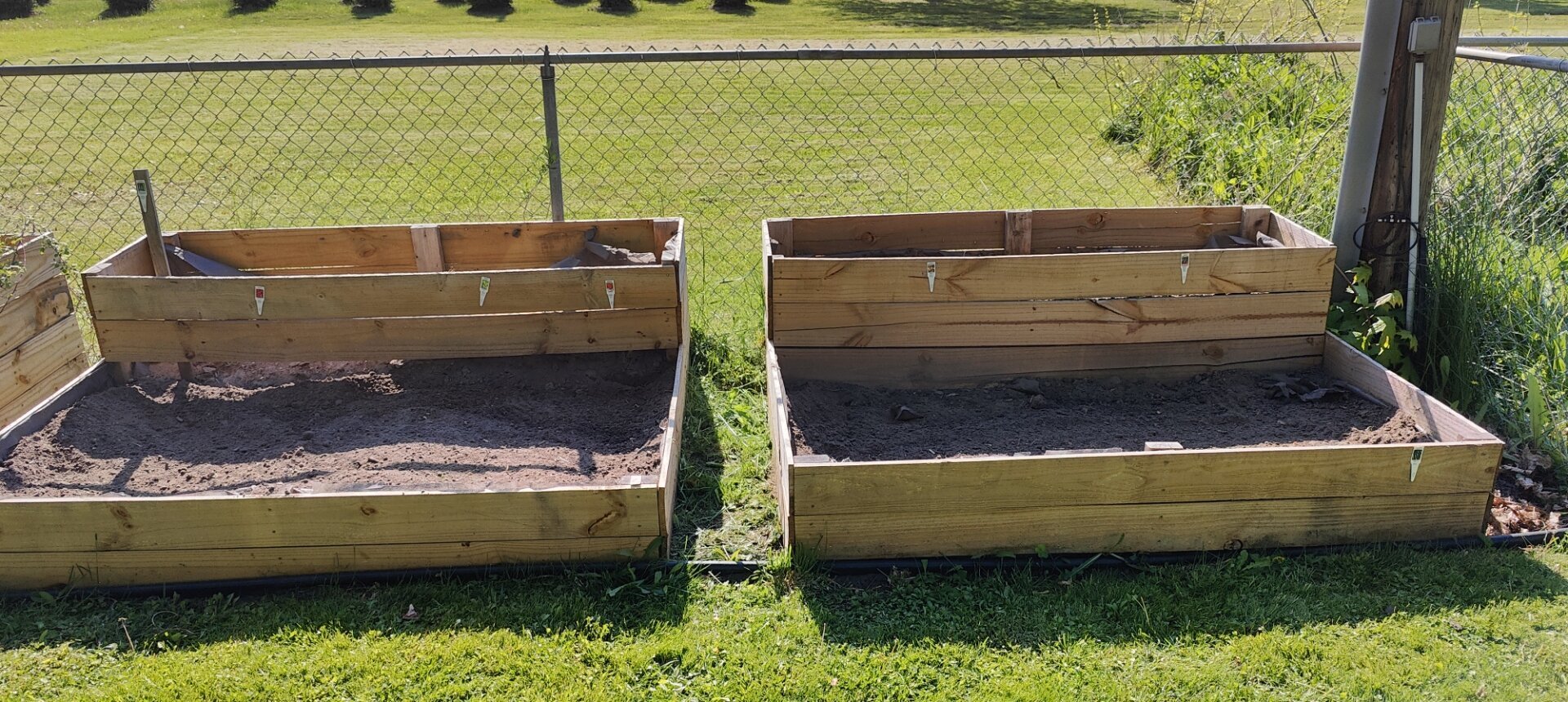 Long distance view of my two gardens. I have a third one I'm getting ready, but it needs more dirt first.