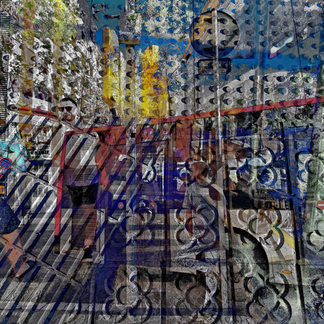A busy urban scene with people and colorful structures, overlaid with a patterned effect.

Barcelona multiple exposure urban street photography edited with the GNU Image Manipulation Program.

CC BY NC SA 4.0