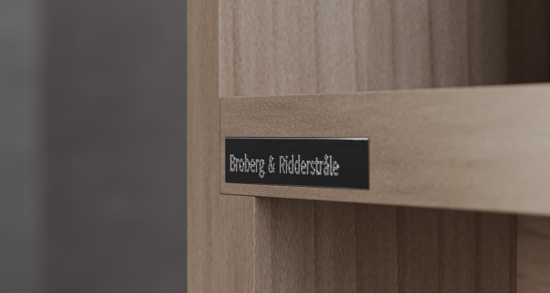 Swedish Pause Bench of Broberg & Ridderstråle | Label CloseUp | 3D Visualization with 3ds Max 2025 & Corona 11