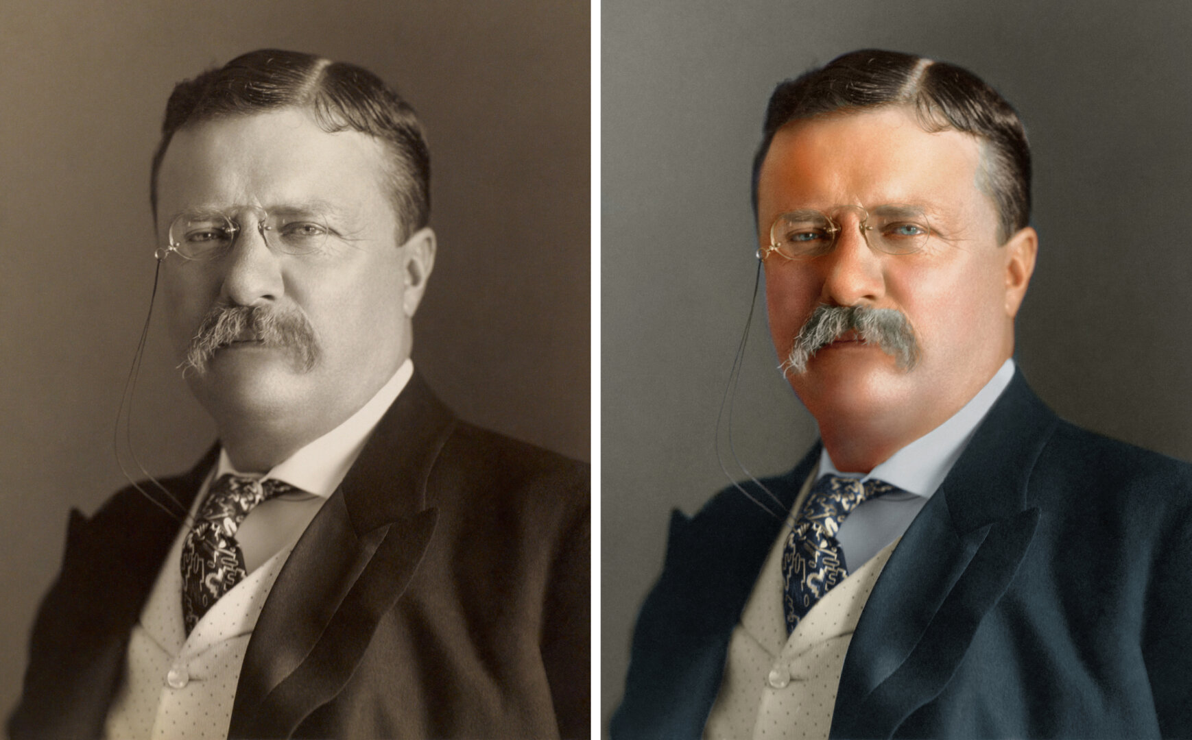 Theodore Roosevelt old photo colorize.