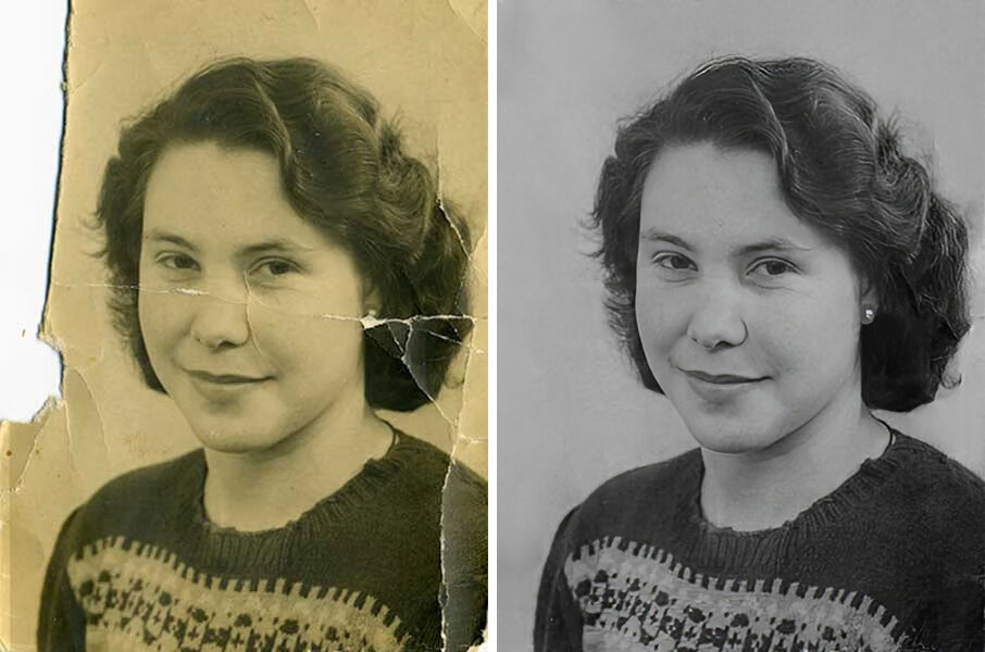 Beautiful lady old photo restoration.