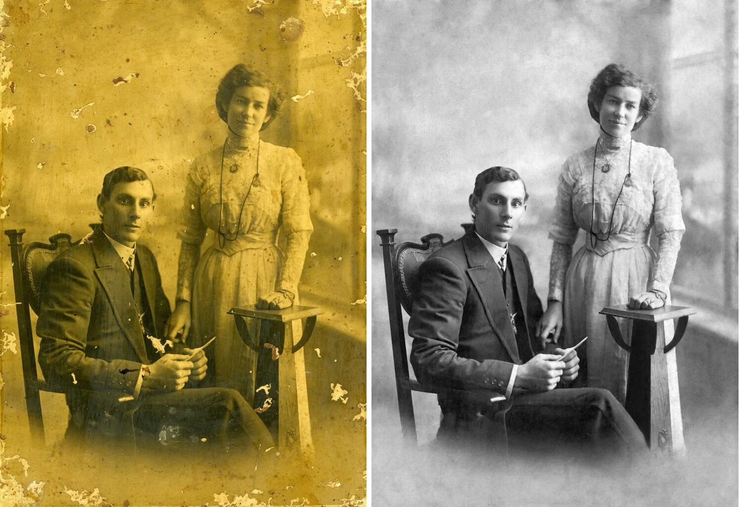 Family and historical photo restoration and colorization services.