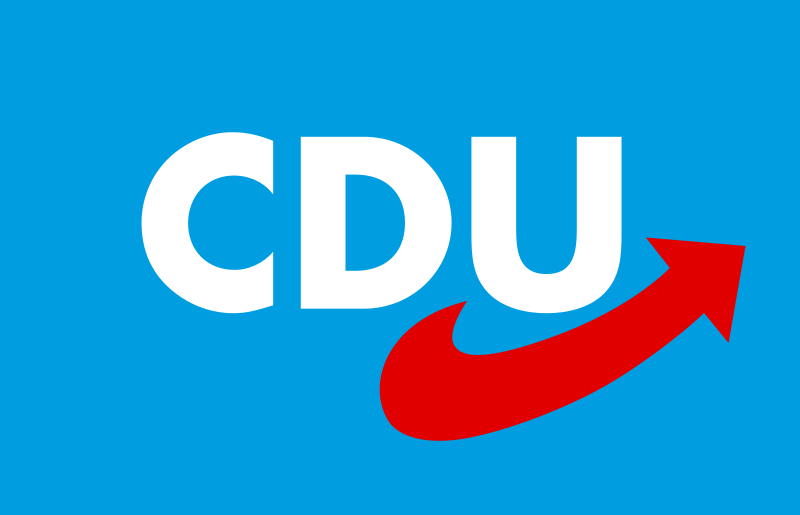 The letters CDU in front of a blue background.