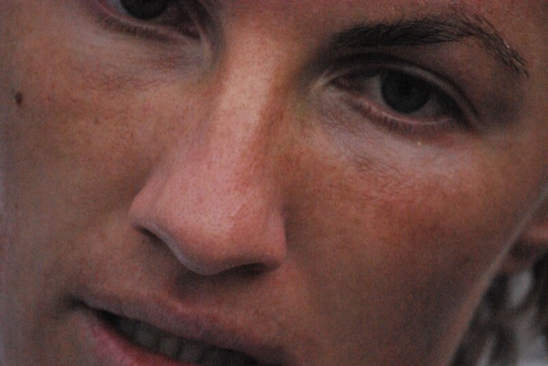 Extreme close-up of Svetlana Kuznetsova at the Madrid Open, 2010.
