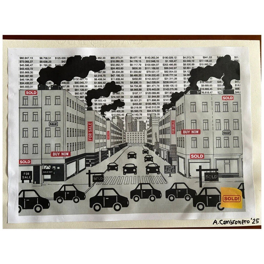 La obra nº 14 (DIN A4), enteramente digital, es una reinterpretación de la imagen generada mediante la IA de Ideogram con el siguiente prompt: “A minimalist Saul Steinberg-style drawing in black and white of an urban landscape. The buildings are all the same. On the street, you see some cars (all the same) and some people (men and women, all the same). There are signs on the buildings with a single word: "Diversity."

Se utilizaron elementos gráficos de Canva.com y el dibujo generado mediante IA (ver más abajo). Se terminó a finales de diciembre de 2024.