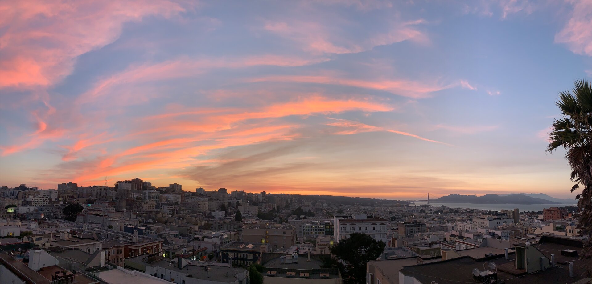 Sunset over the Golden Gate, seen from Russian Hill
