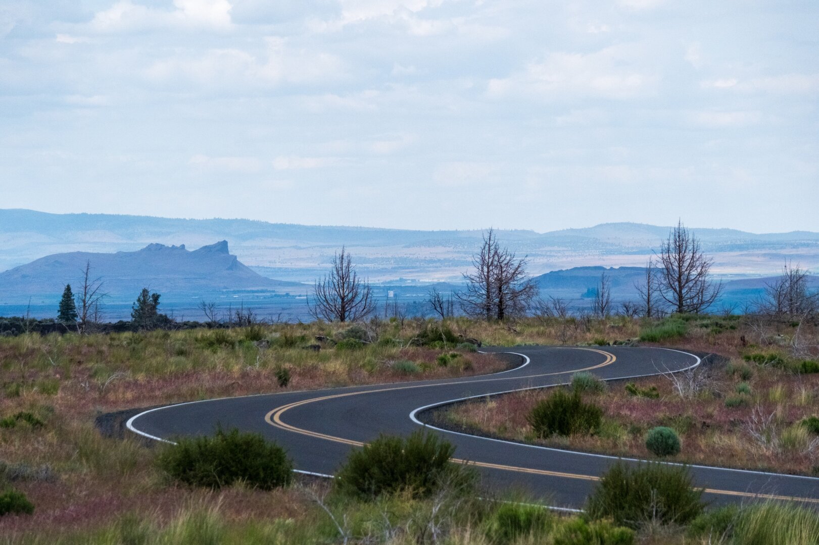 A road stretches across scrubby land into the distance. [Fuji X-T5 / Tamron 18-300]