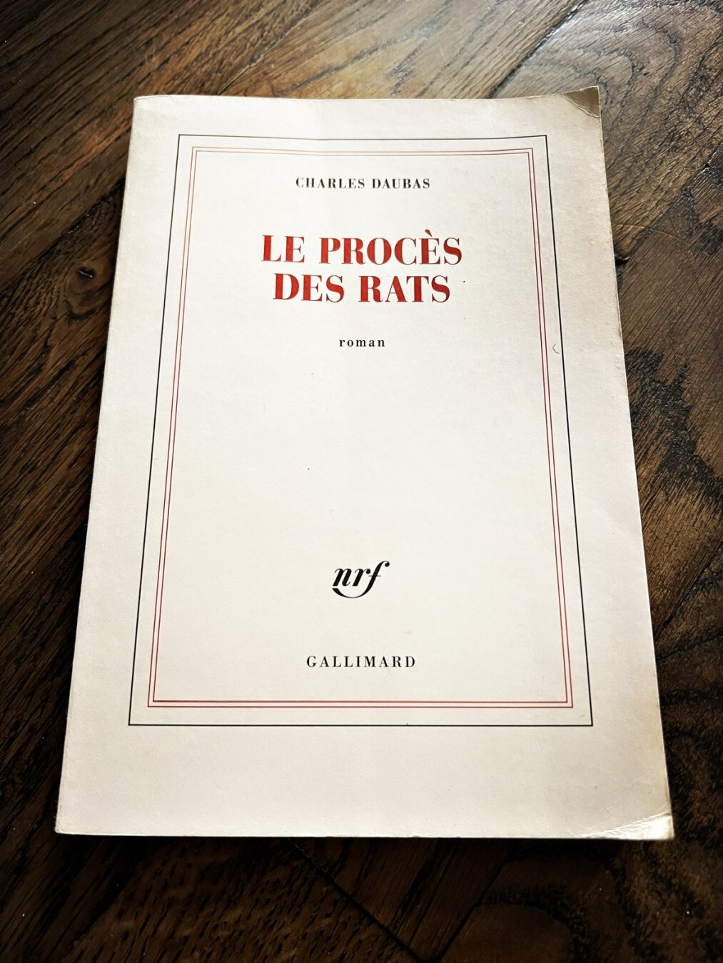 Charles Daubas, « le procès des rats », roman, Gallimard, 2022