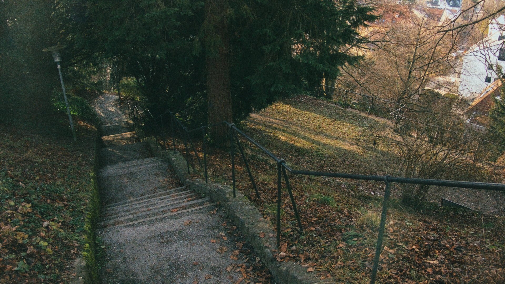 Photo of stairs going down a hill.