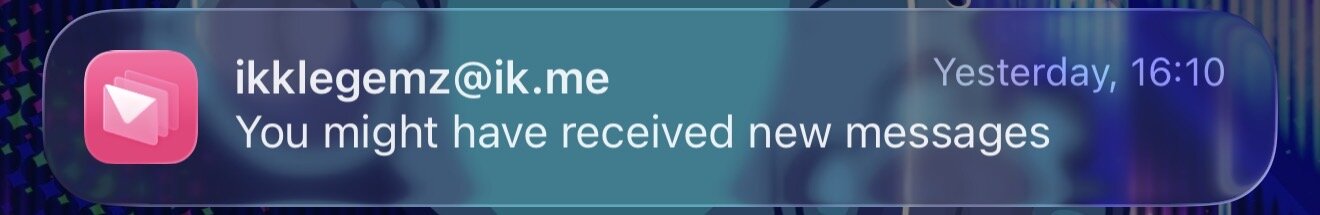 A screenshot of a notification from Infomaniak Mail that says “You might have received new messages”.