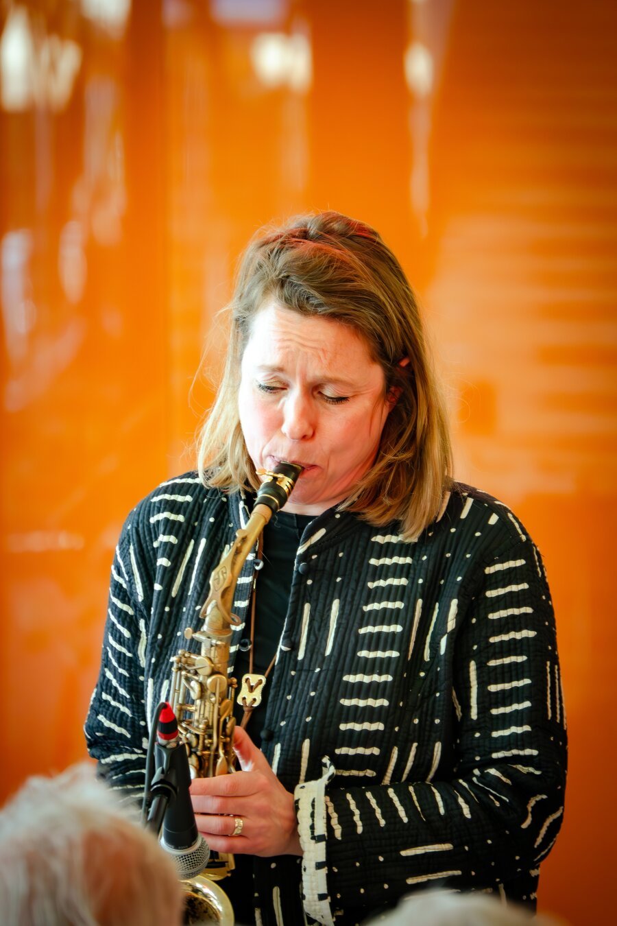 Tineke Postma with her saxophone