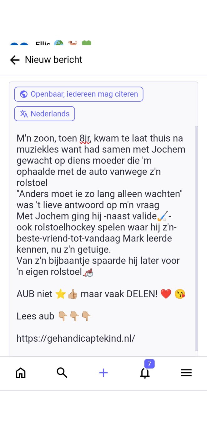 Screenshot mastodon post
M'n verhaal m.b.t. invalide kinderen in ons gezinsleven