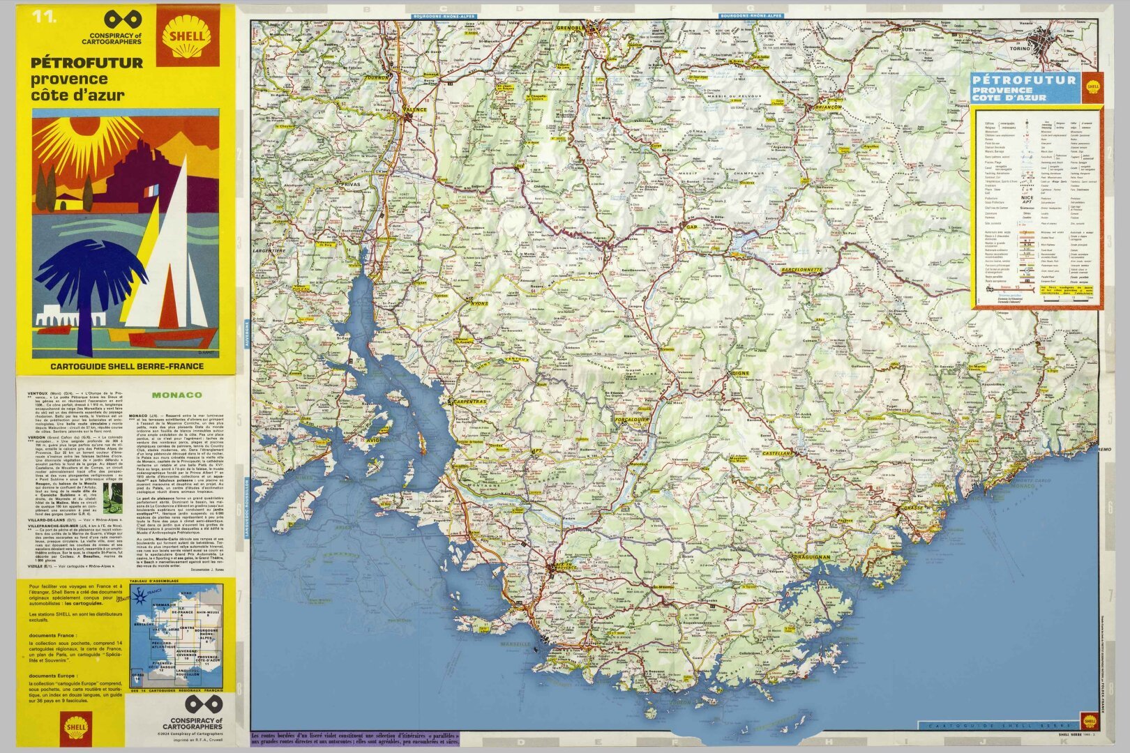 Petrofuture cote d’azure — 66m sea level rise on a 1969 Shell Oil road map.