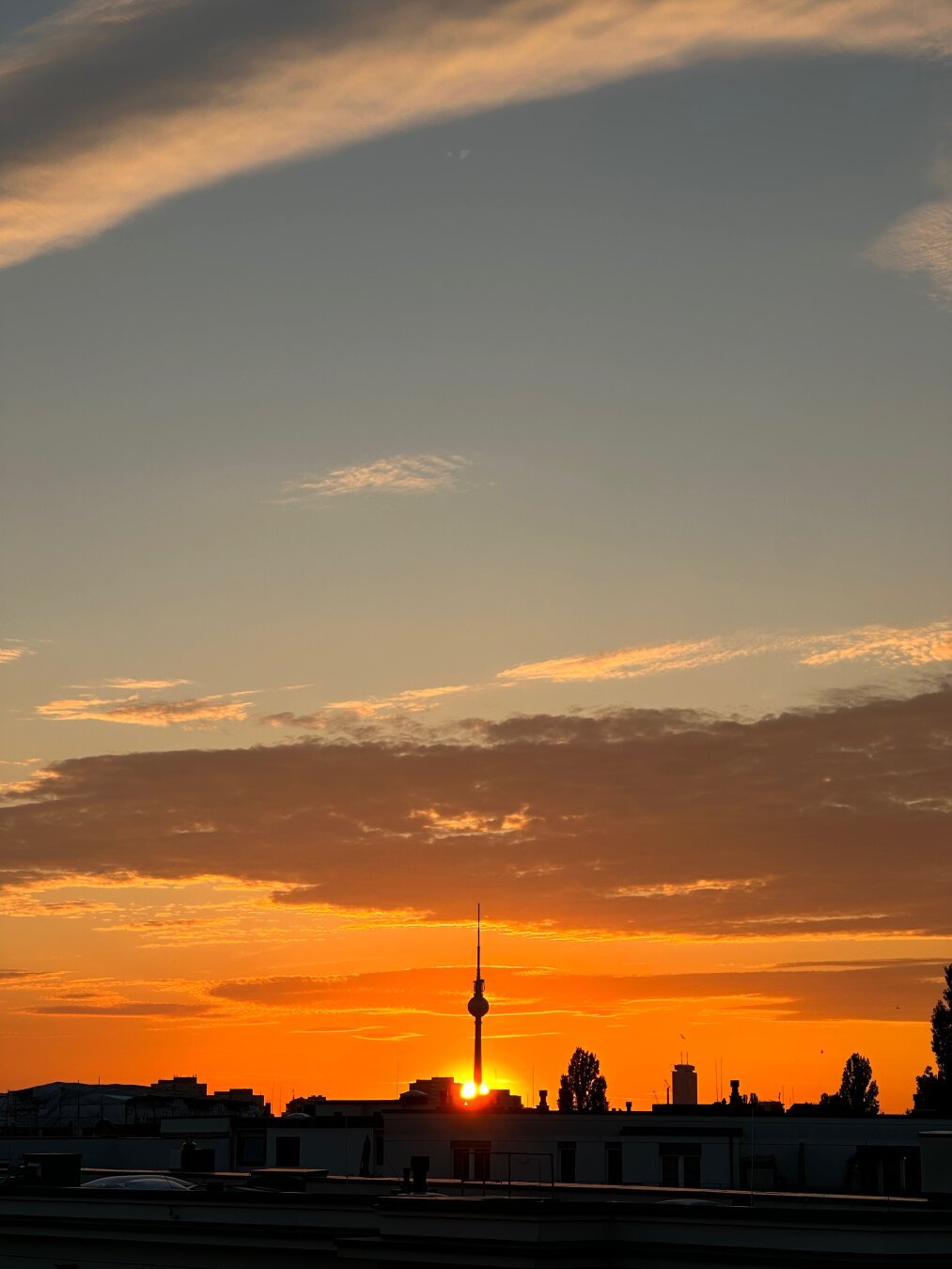 The Berlin tv tower in a sunset