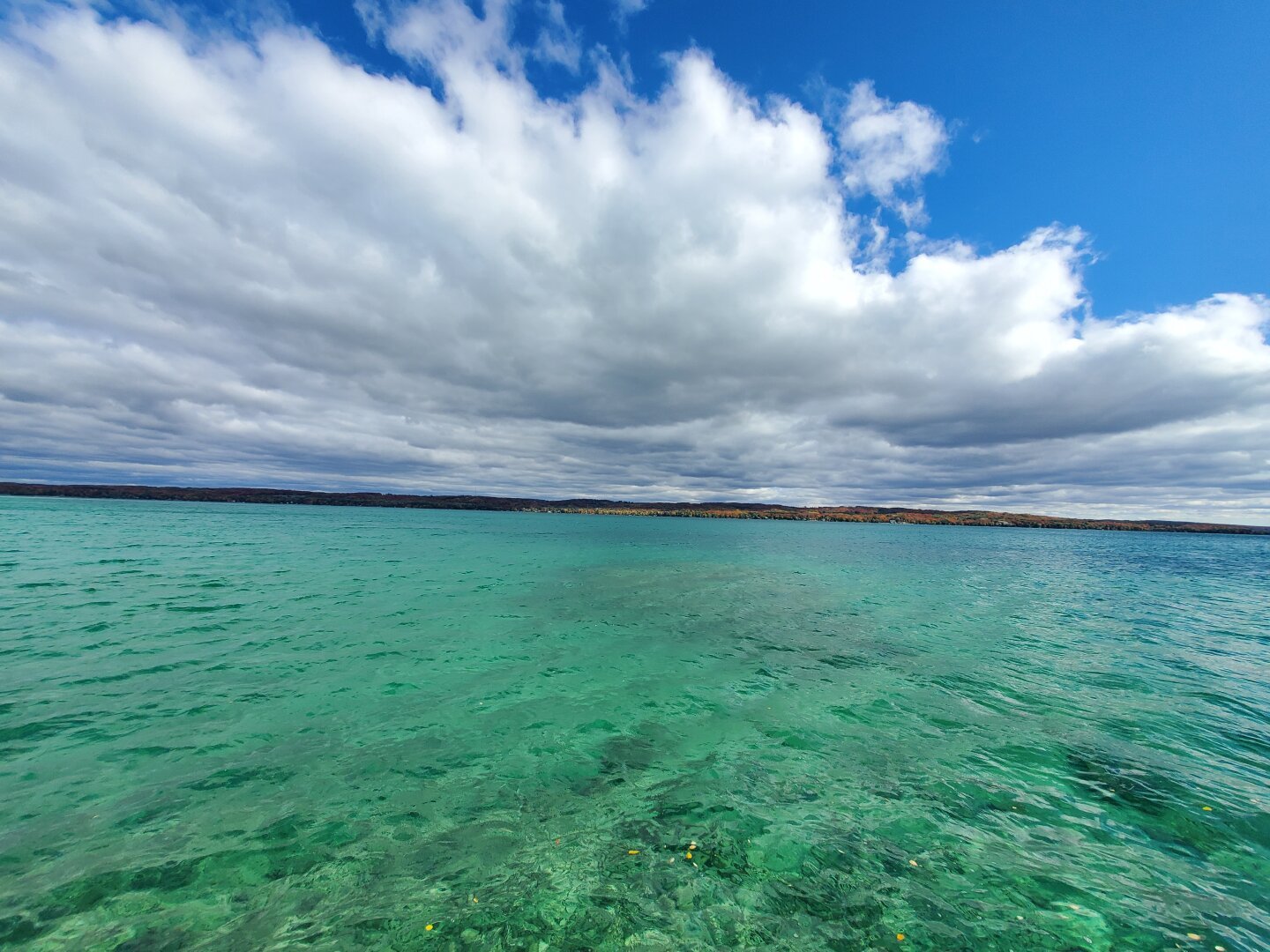 photo of Torch lake, from a pier.