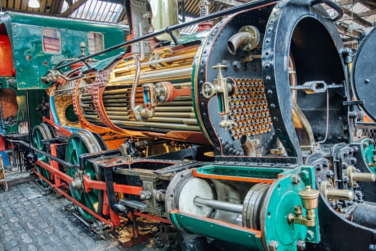 Inside a steam engine.  Museum of Science and Industry.  Manchester, UK