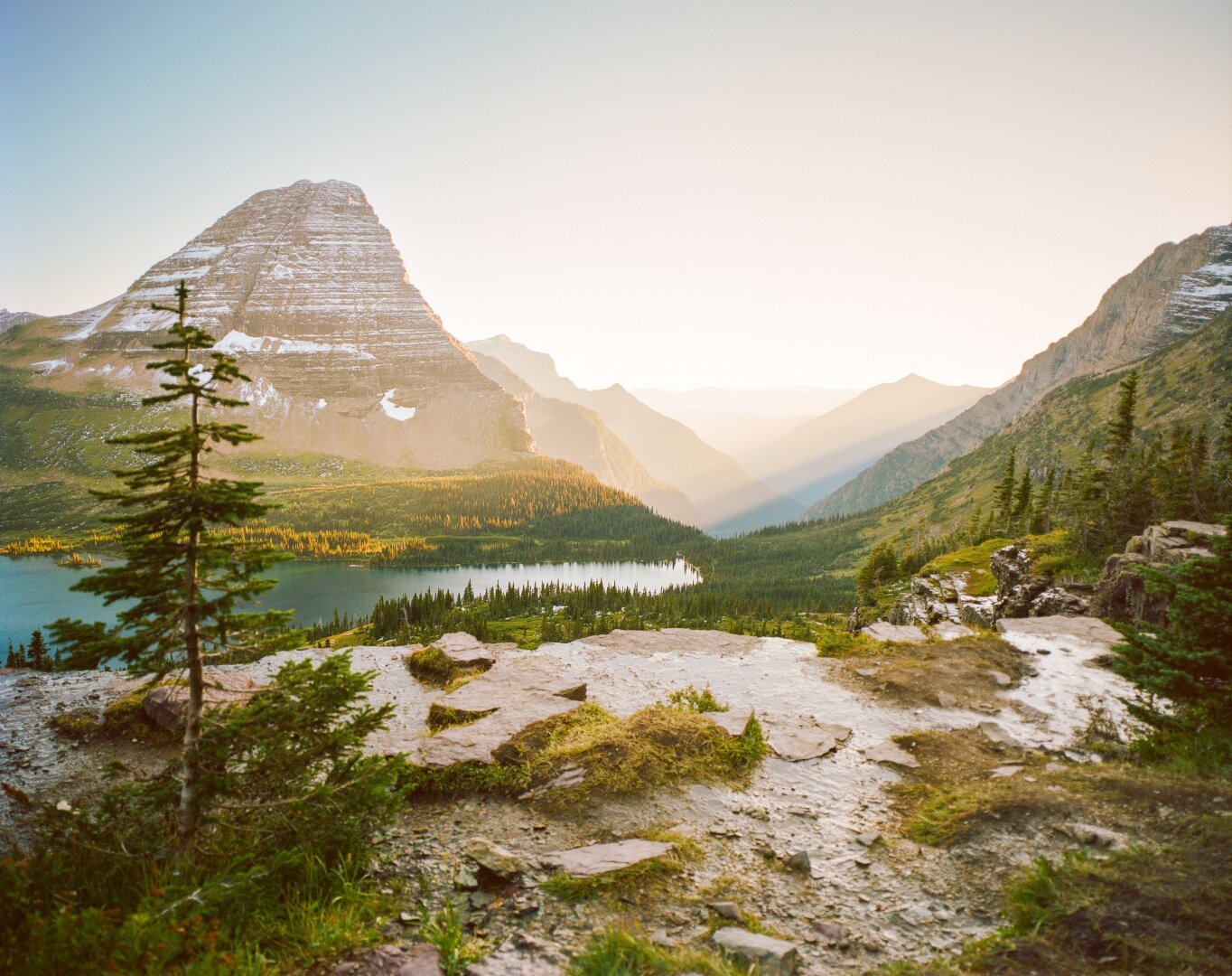 A vista in Glacier National Park, shot on Kodak Portra 160 Film