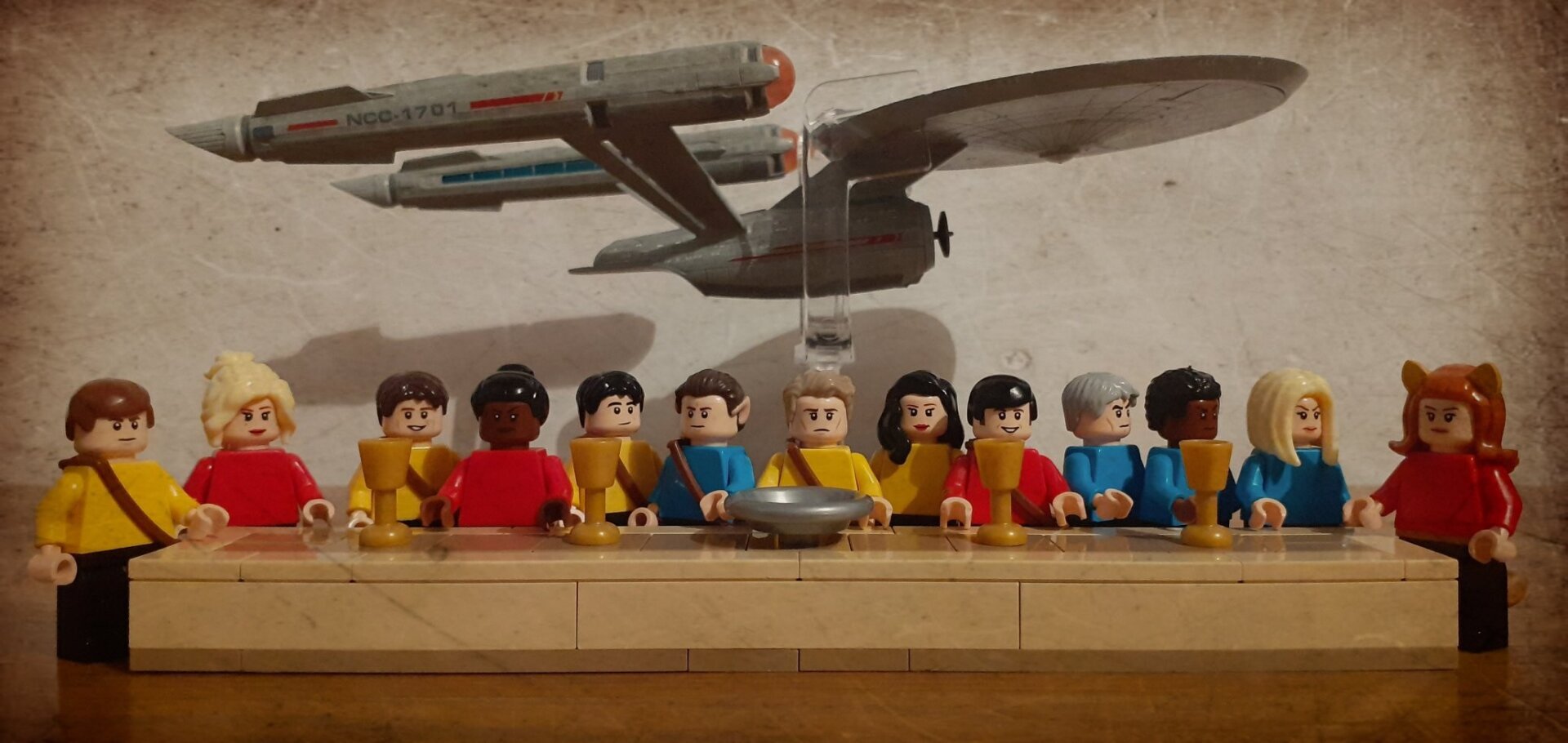 The Last Supper, recreated in Lego, with Star Trek characters from the TOS era