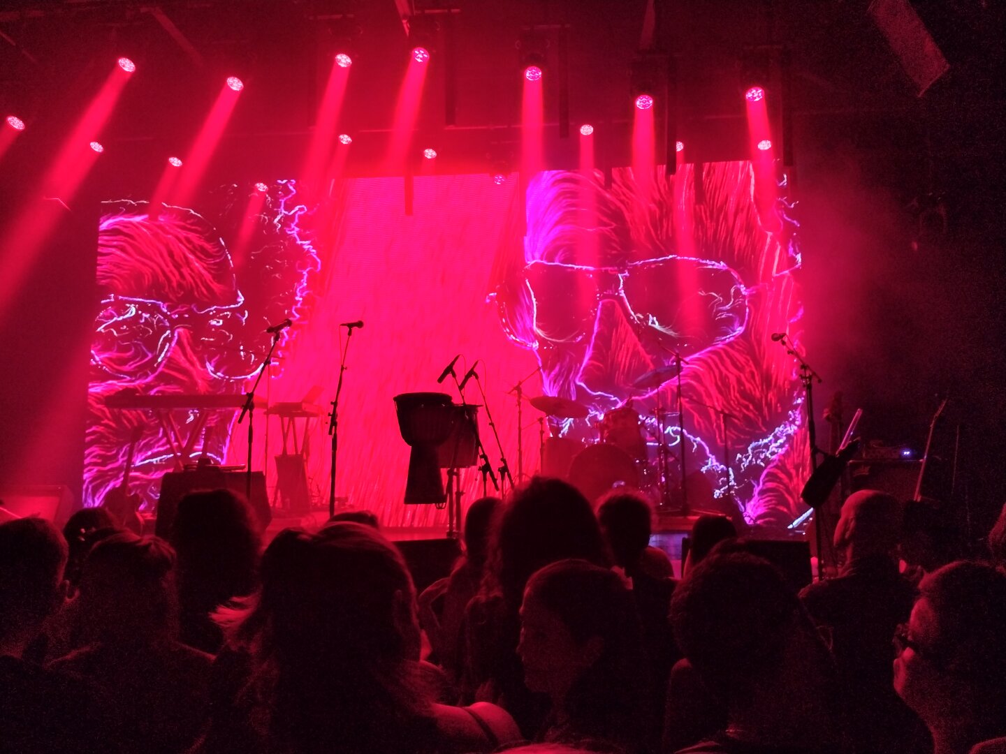 An empty stage with background video