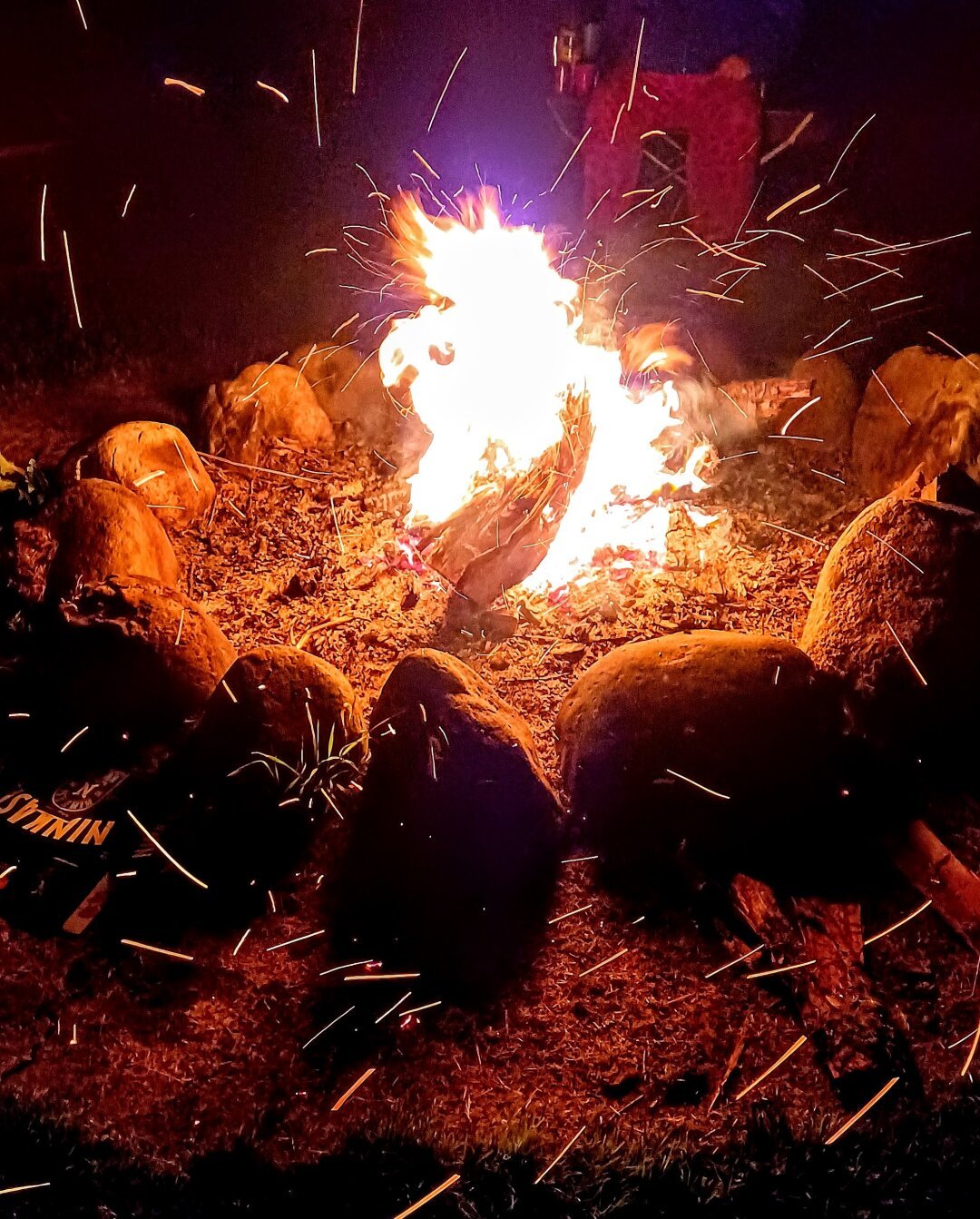 Burning hot campfire.