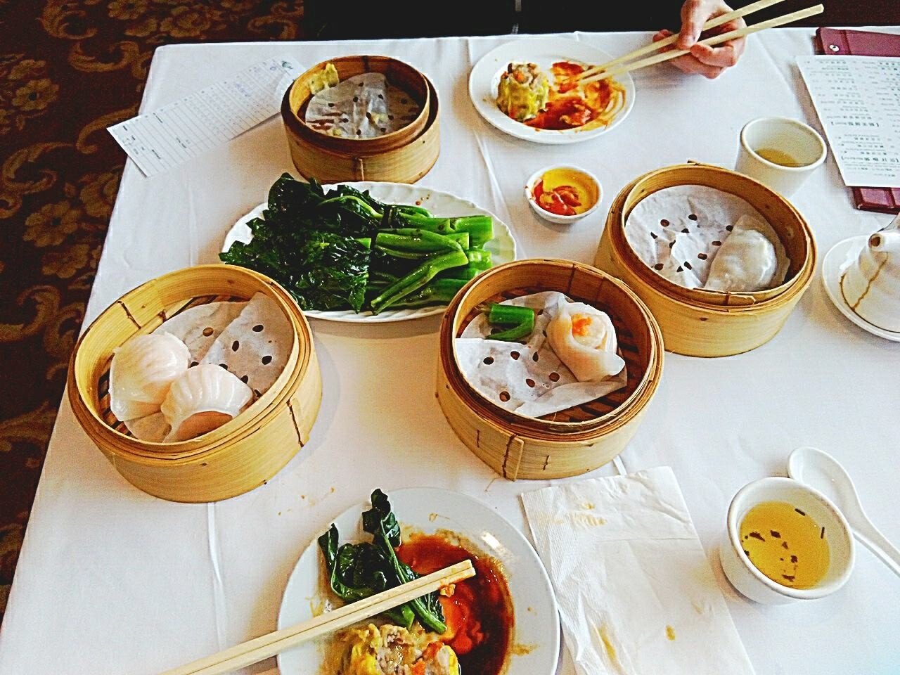 Dim sum table.