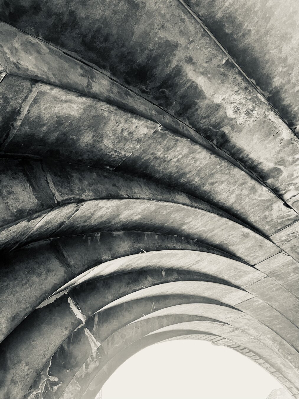 View from under the bridge shows stair structure