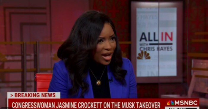 Congresswoman Jasmine Crockett speaking on MSNBC.