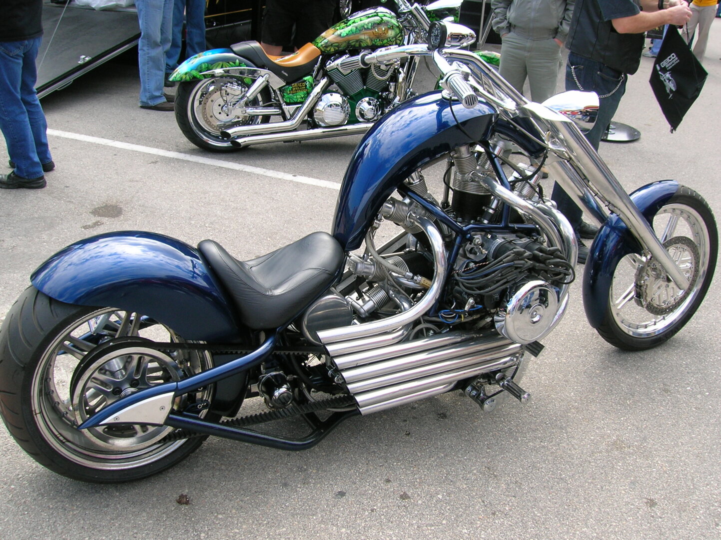 Right side of a radial engine motorcycle.