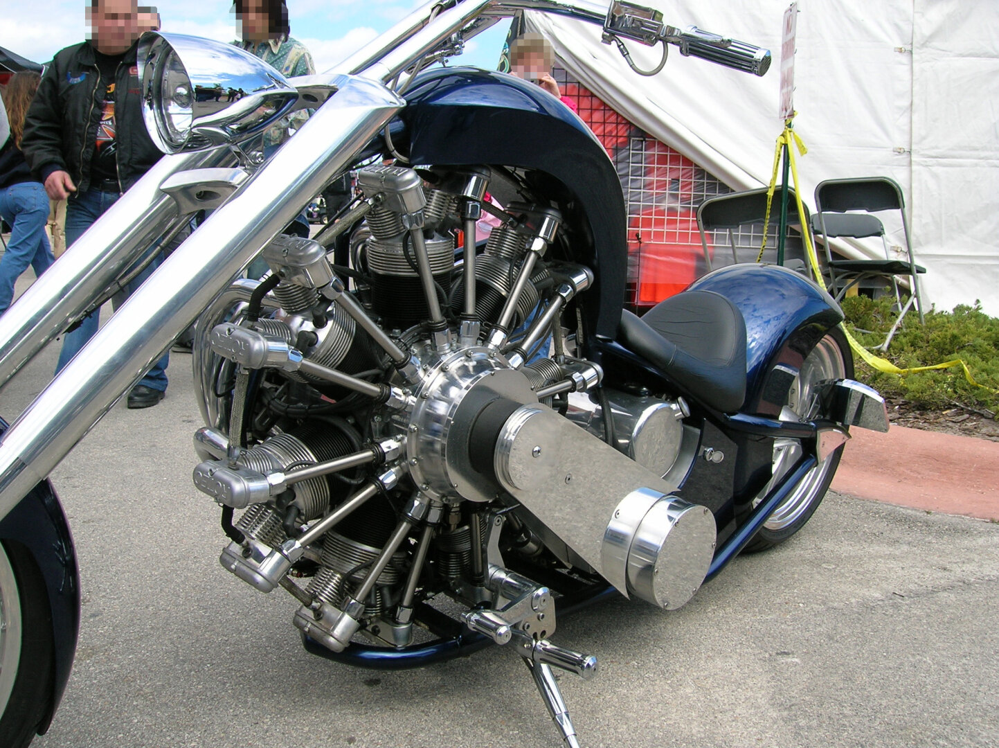 Left side of a radial engine motorcycle.
