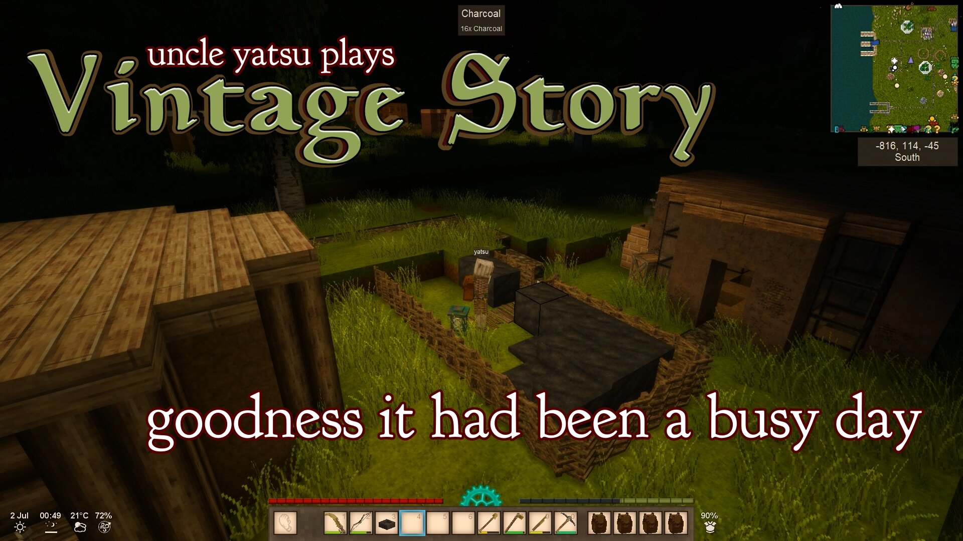 a shot of my new charcoal containment space, basically a little fenced-in space across from the pit kiln hut.