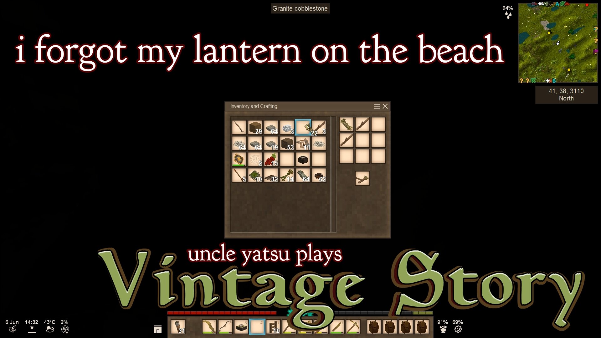 a pitch black background, with only the game's crafting menu open, where i am in the middle of making a firestarter.