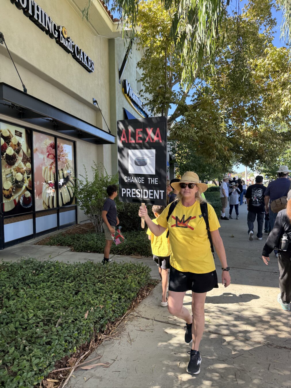 An “Alexa, change the President” sign