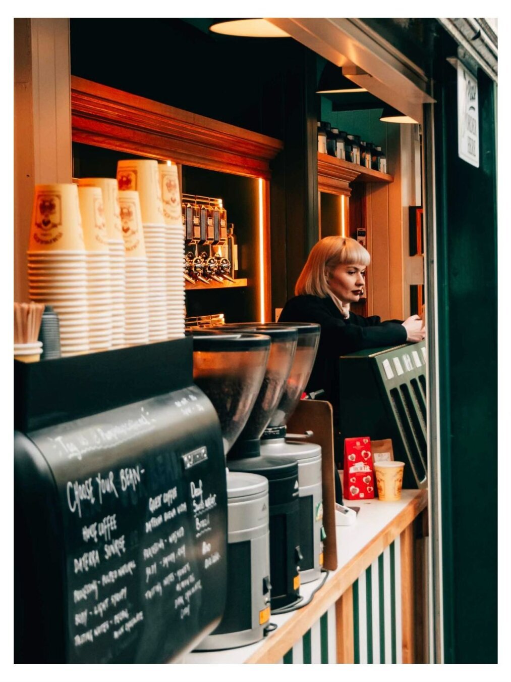 Lady serving coffee