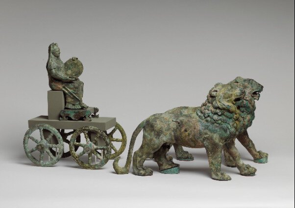 Bronze fountain statuette of Cybele on a cart drawn by lions 2nd century CE