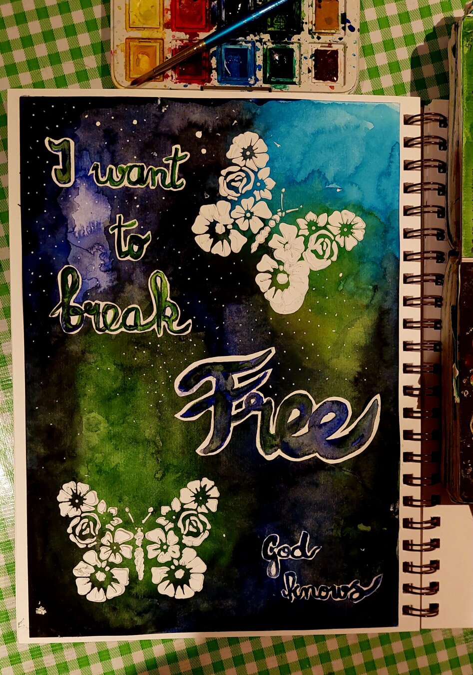 Sane page, now less vloer, you see more of the journal qnd paint box