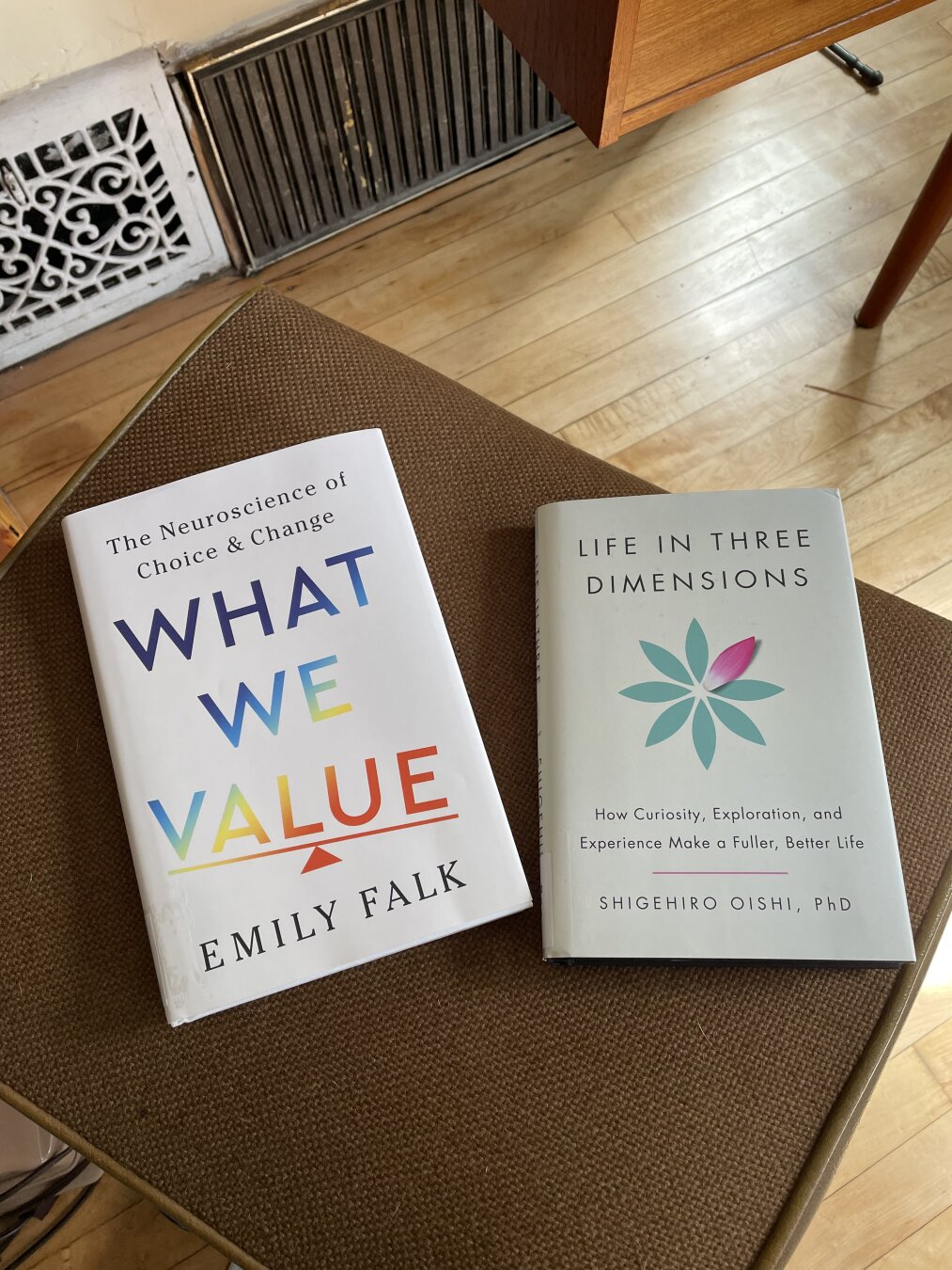 Picture of two books - What We Value by Emily Faulk and Life in Three Dimensions by Shigehiro Oishi