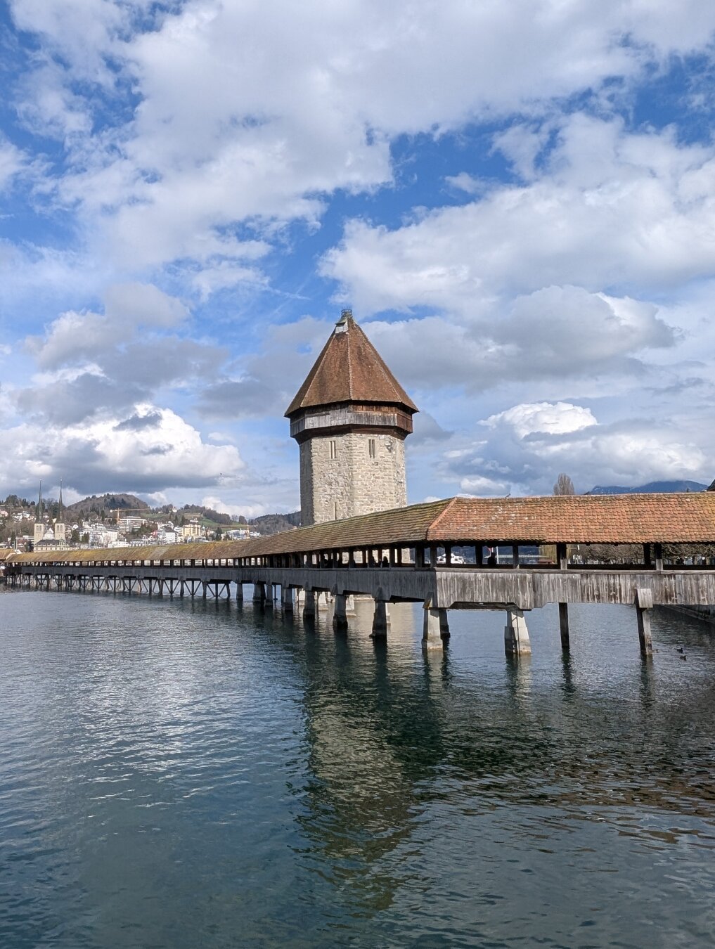 A view of the chapel bridge (Kapellbrücke) in Lucerne