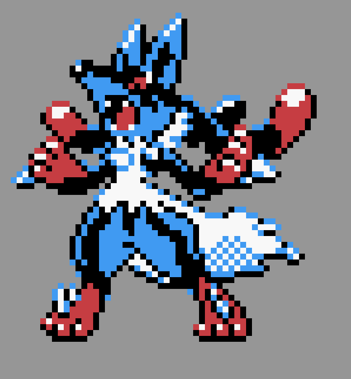 pixel art of mega lucario in pokemon gold/silver style